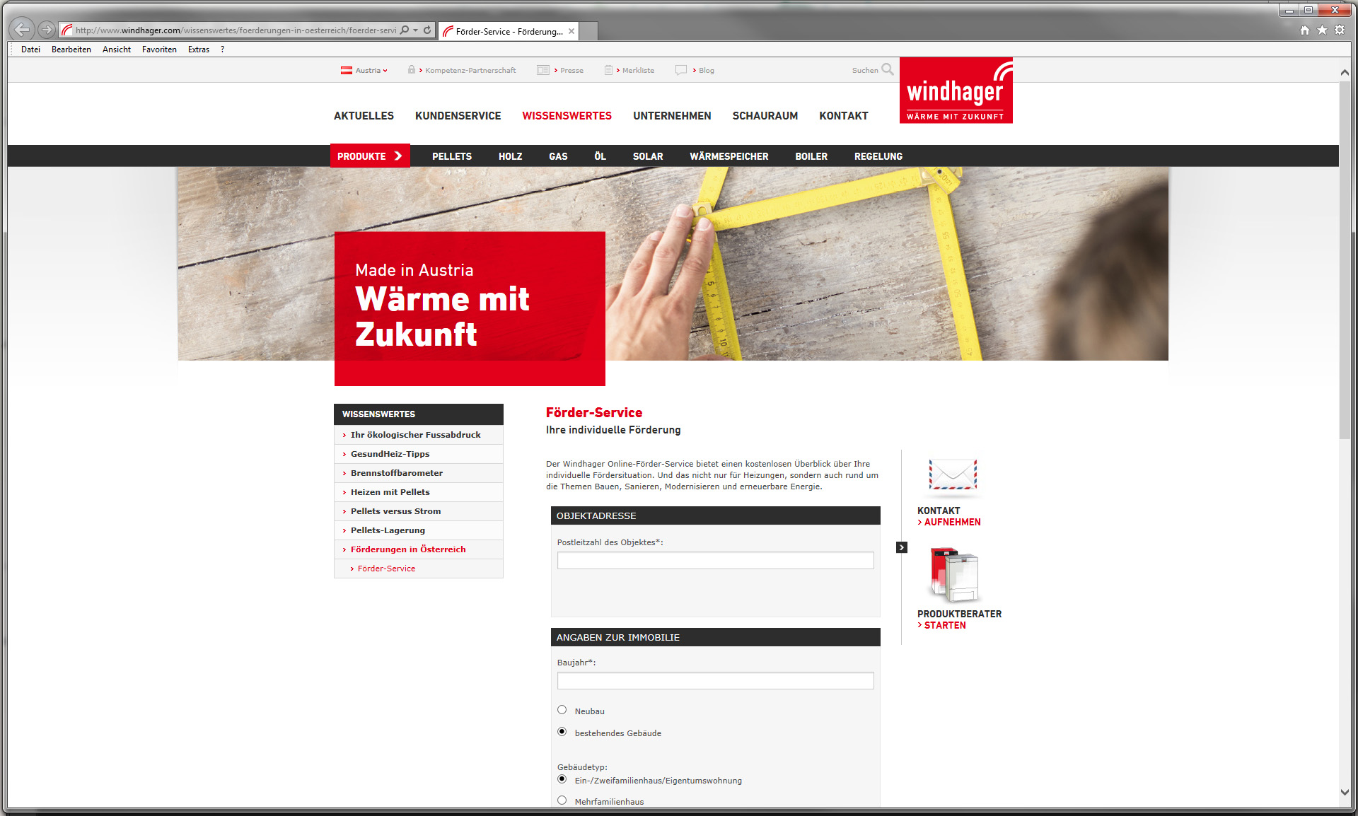 Windhager Online-Förder-Service